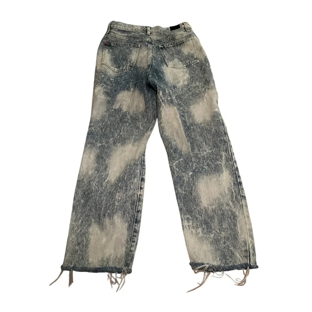 BDG Urban Outfitters Acid Wash Slim Straight Jeans 29 Bleach Splatter Raw Hem‎